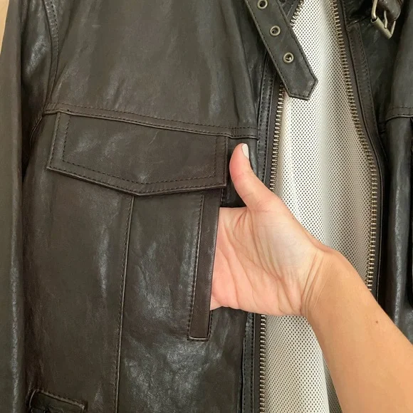 100% Genuine Lambskin Leather Moto Jacket (Men’s) by Cole Haan - Picture 8 of 9